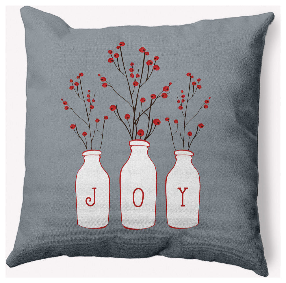 Joy Decorative Throw Pillow, Gray, 16"x16"