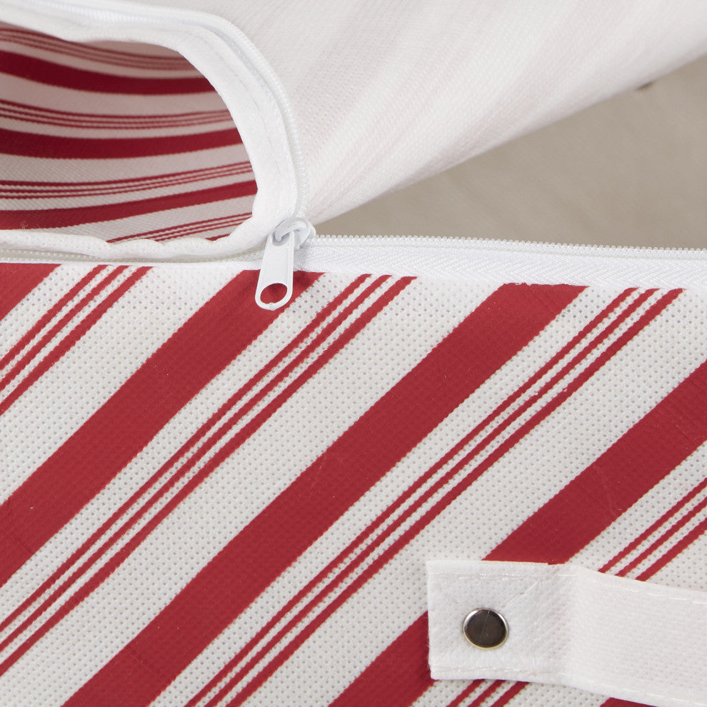 DII Holiday Candy Stripe Print Ornament Storage, Large