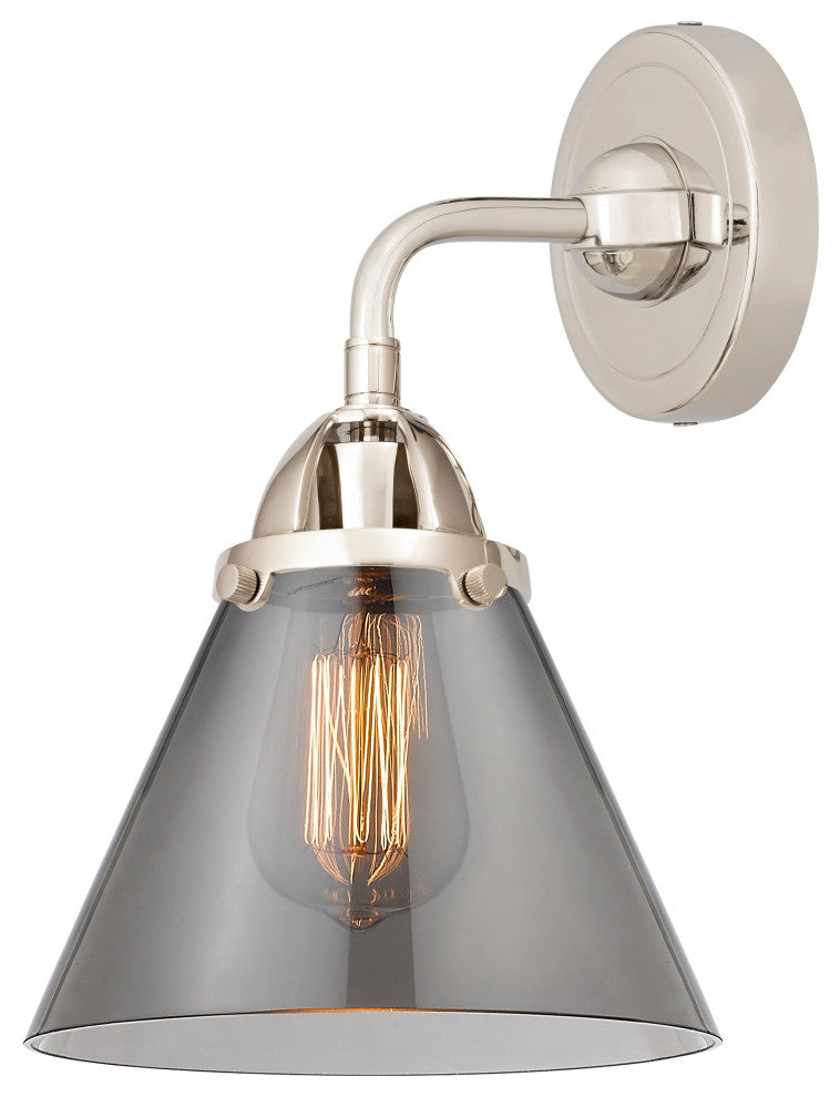 Large Cone Sconce, Polished Nickel, Plated Smoke, Plated Smoke