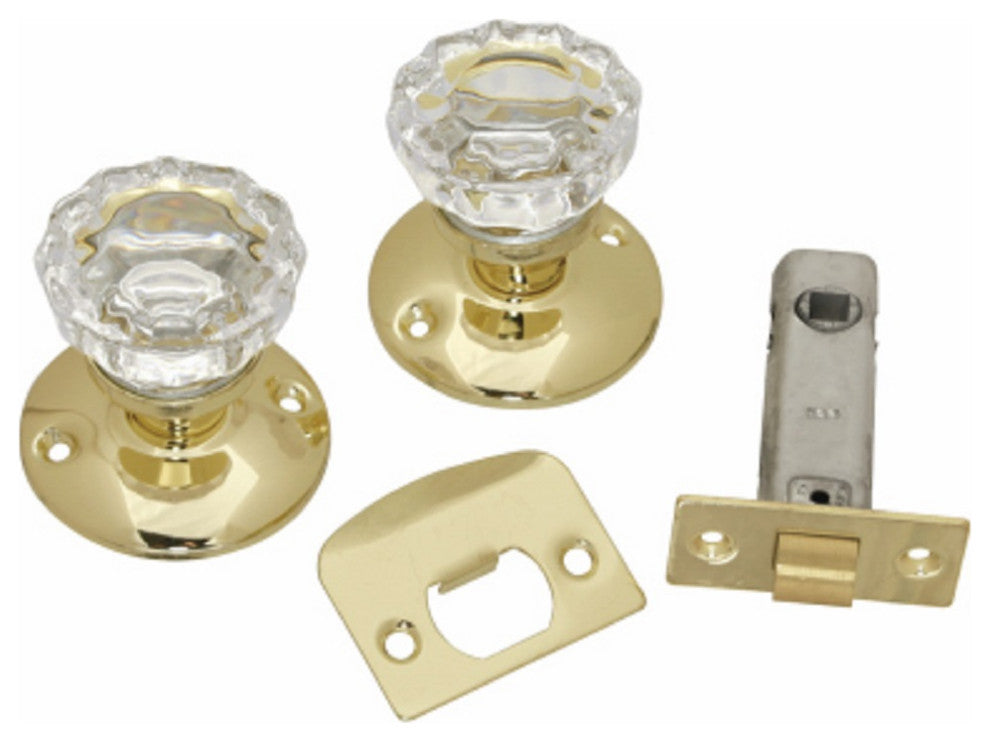 Belwith 1148-PB Passage Door Knob Latch Set, Glass Knobs, Polished Brass