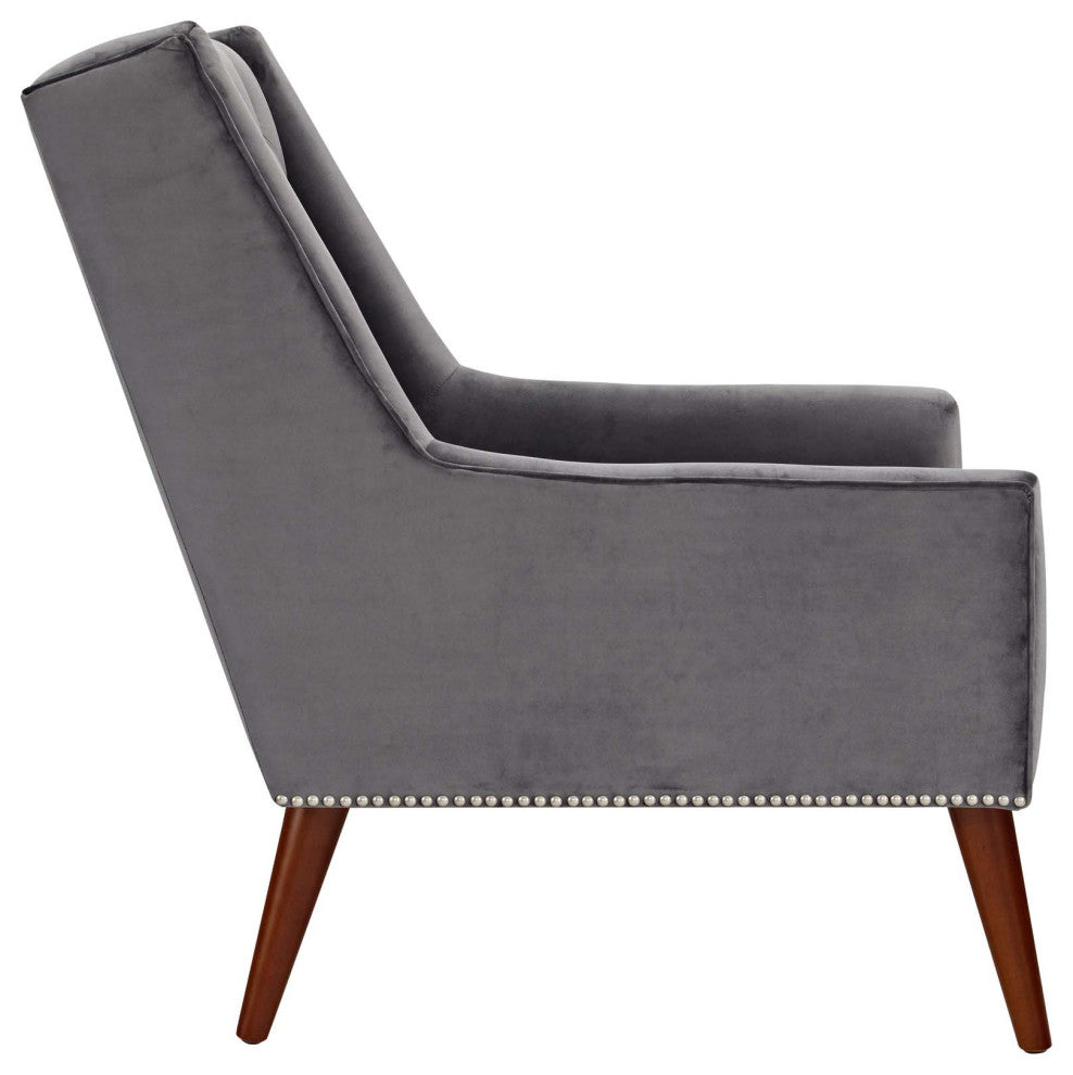 Gray Peruse Velvet Armchair