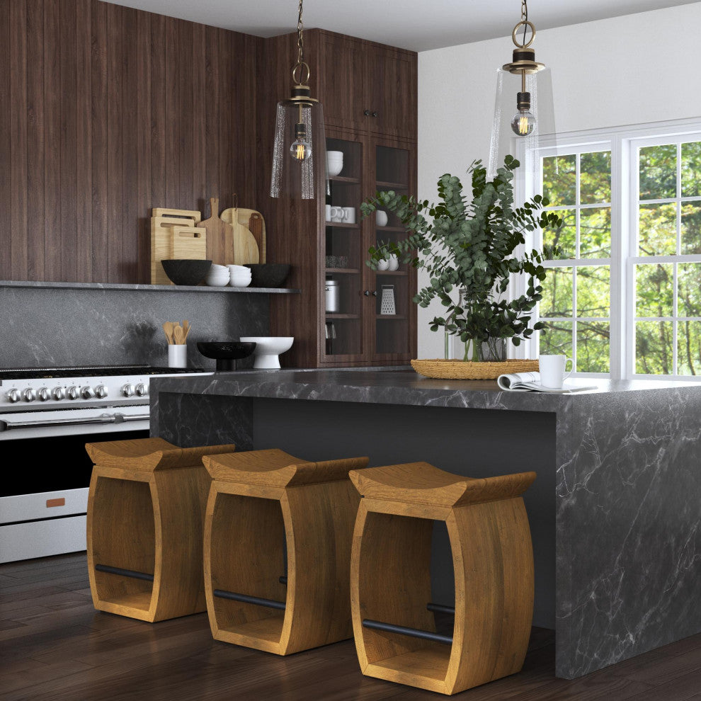 Uttermost Connor Modern Wood Counter stool