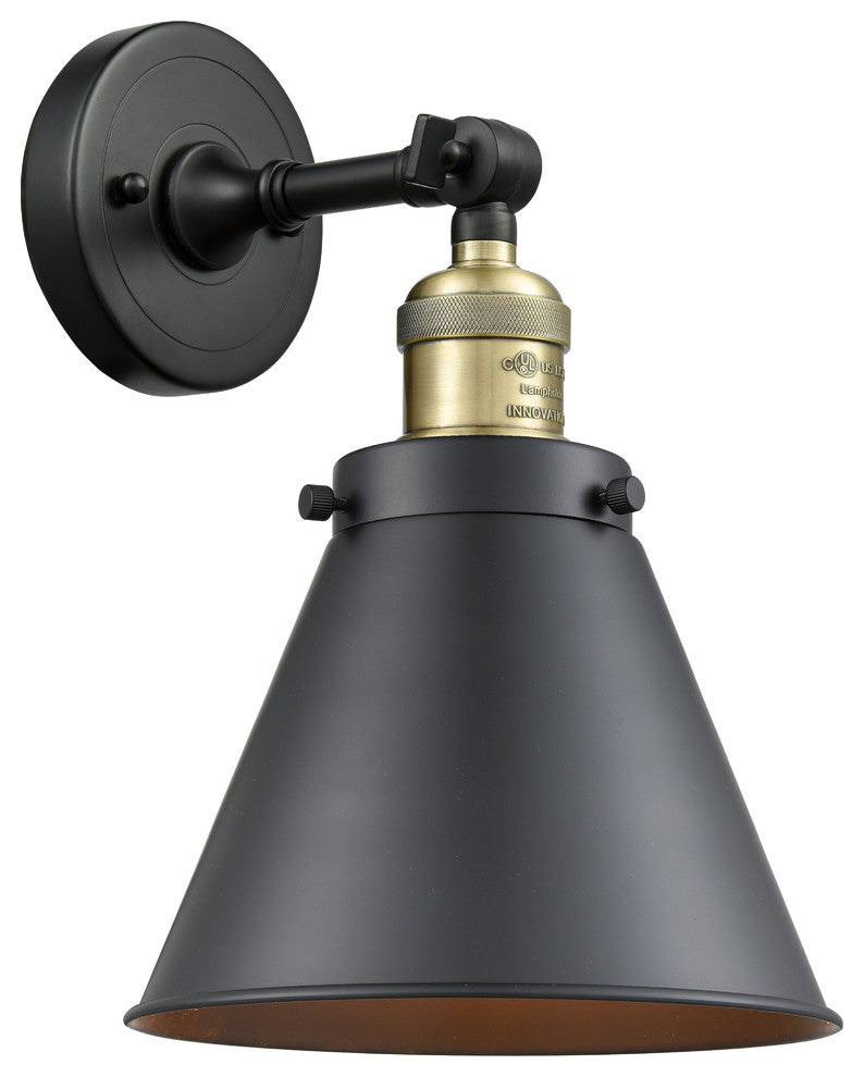 Appalachian 1-Light Sconce, Black Antique Brass, Matte Black