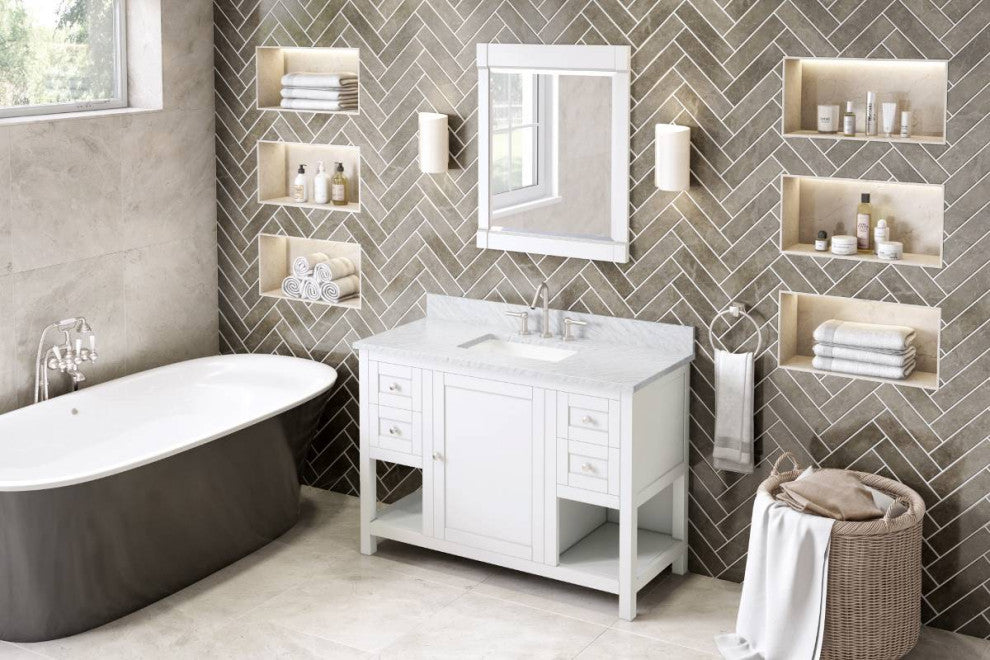 Astoria Transitional 28" Hanging Mirror, White Astoria Mirror