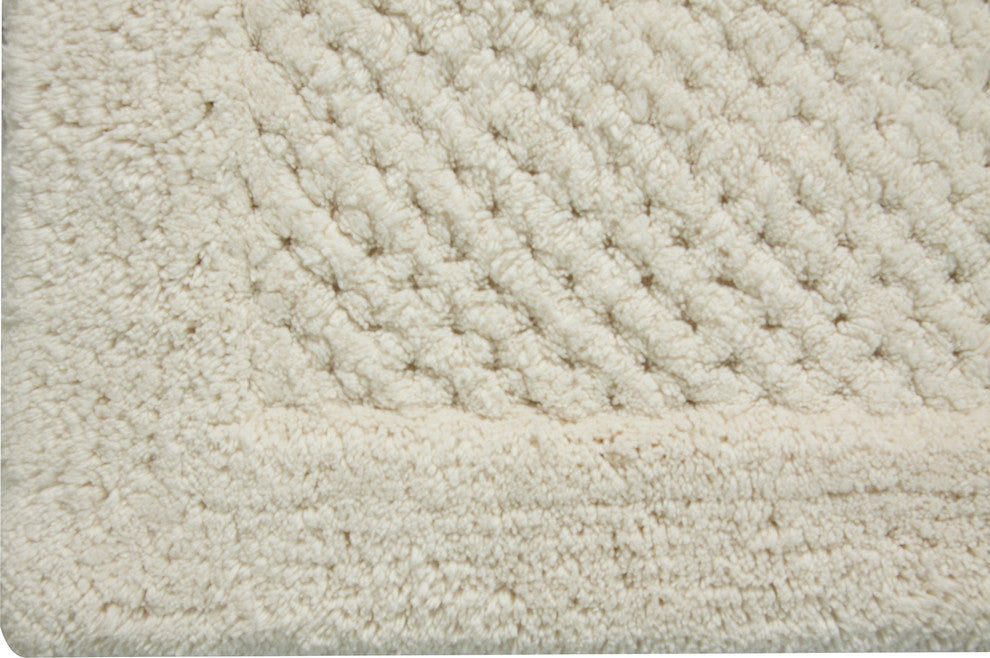 Bath Rug Cotton, 2 Piece Set, 34"x21" and 36"x24", Ivory, GSF 180, Waffle