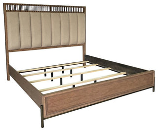 Aurora Queen Uph & Leather Panel Bed