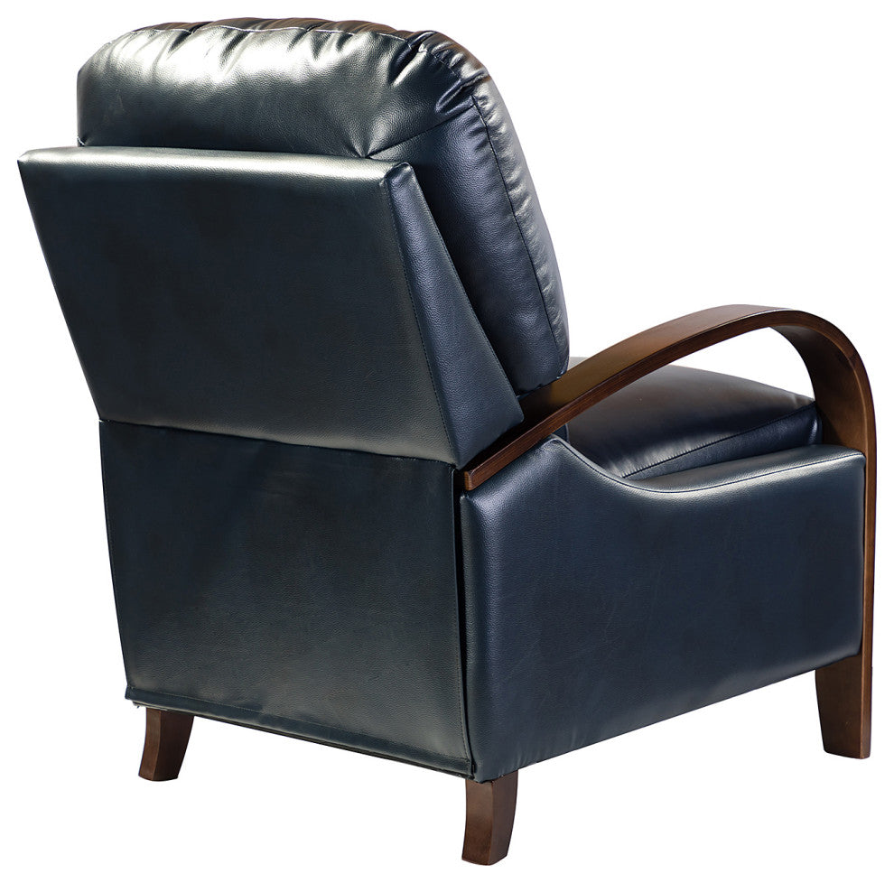 Amanda Genuine Leather Manual Recliner, Navy