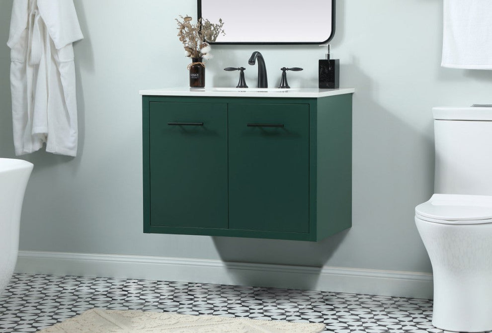 Home Living 19" Midcentury Modern Green-Light Bathroom Vanity