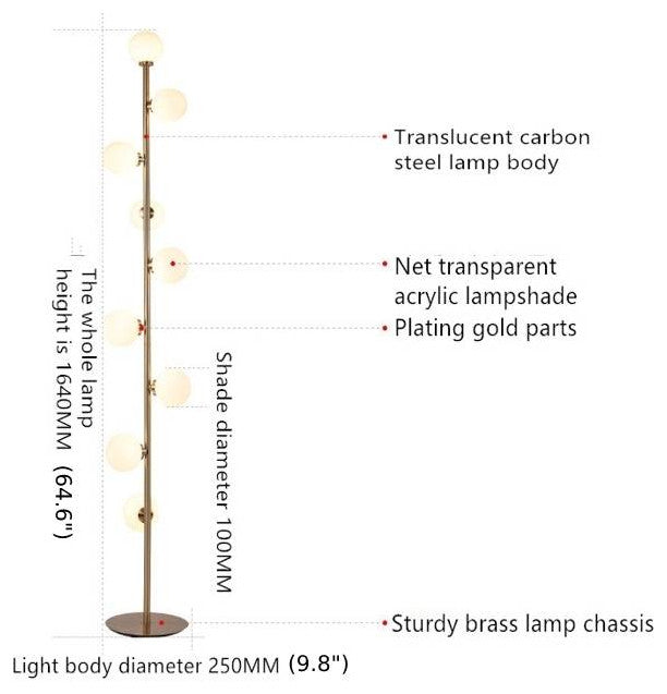 Unique Modern Gold Glass Ball LED Floor Lamp