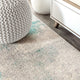 Contemporary POP Modern Abstract Vintage Area Rug, Cream and Blue, 5x8 Oval