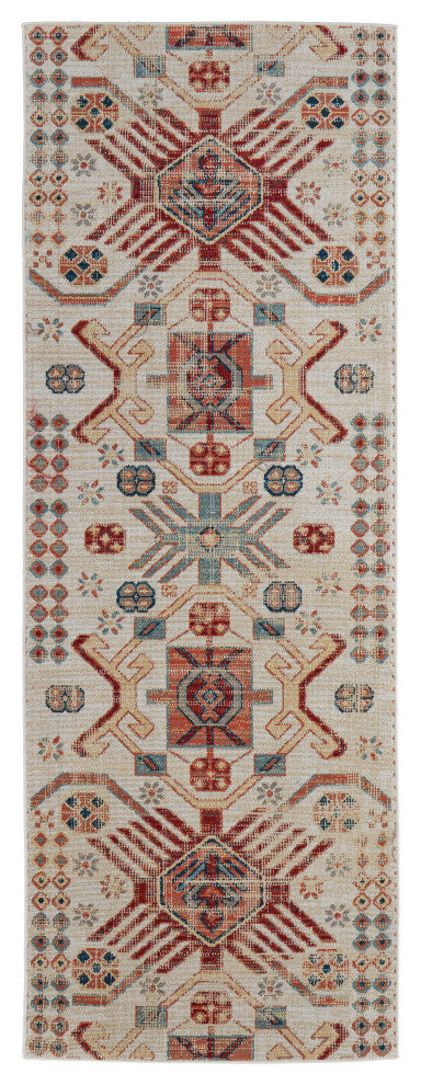 Weave & Wander Kezia Rug, Ochre Red/Vanilla Beige, 2ft-10in x 7ft-10in