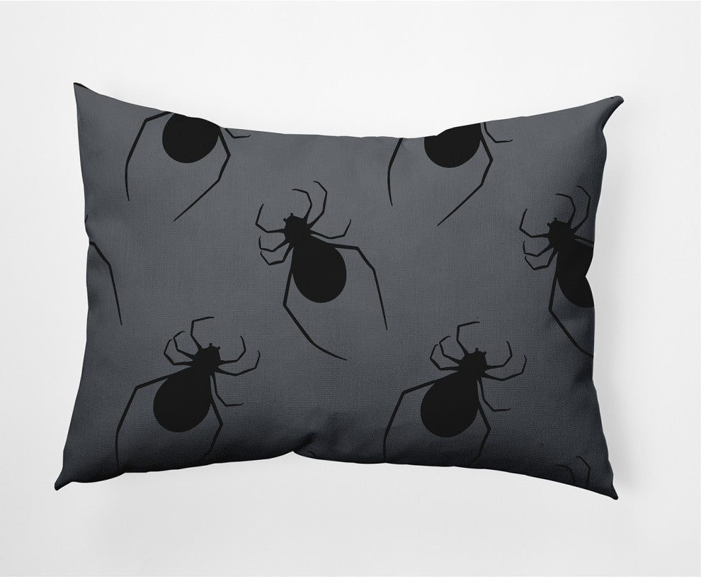 14"x20" Crawling Spiders Decorative Throw Pillow, Steel Gray
