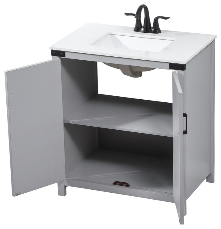 Home Living 19" Farmhouse Grey-Light Bathroom Vanity