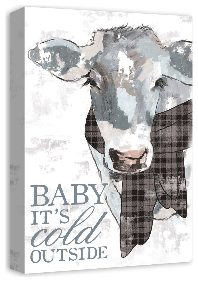 Plaid Scarfed Cow 12x18 Canvas Wall Art