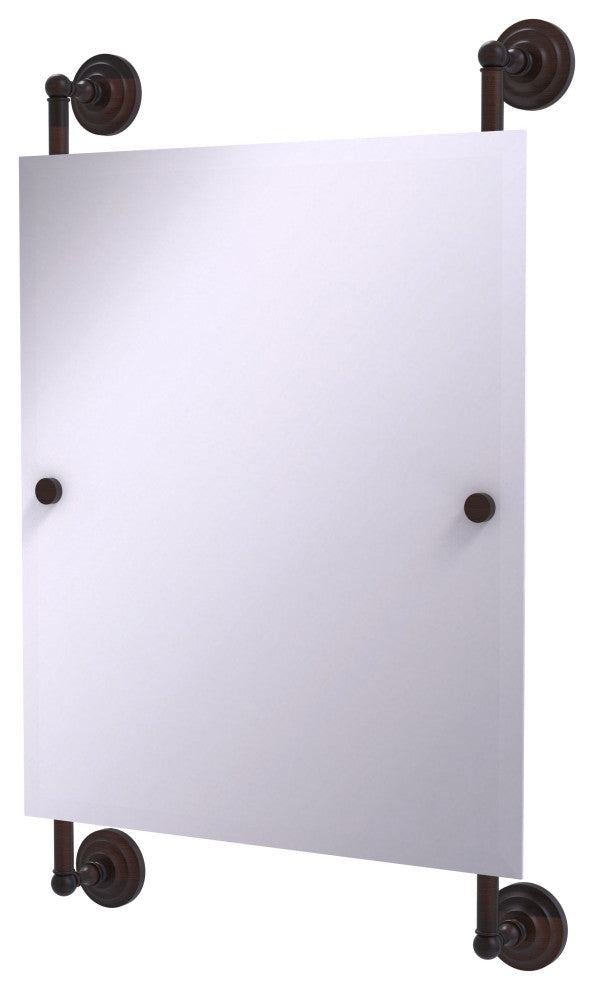 Que New Rectangular Frameless Rail Mounted Mirror, Venetian Bronze