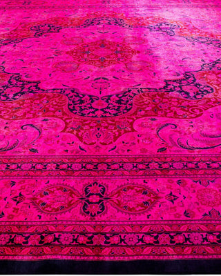 Overdyed, One-of-a-Kind Hand-Knotted Area Rug Pink, 12'1"x18'0"