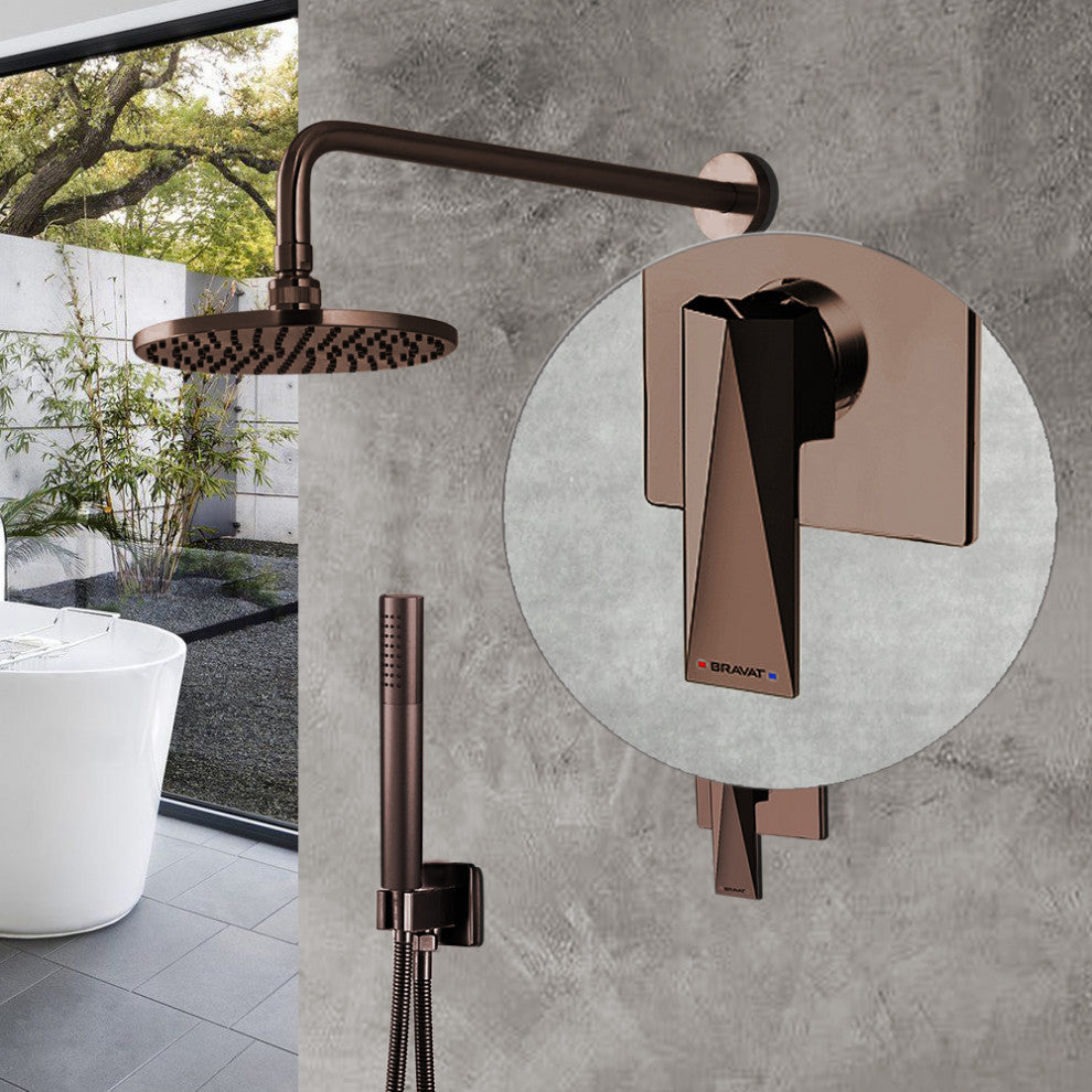 Bravat Wall Mounted Shower Set, Valve Mixer 2-Way Concealed, Oil Rubbed Bronze