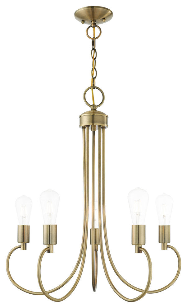 Livex Lighting Bari 5 Light Antique Brass Chandelier