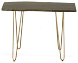 Seti Live Edge Console Table, Elm and Gold