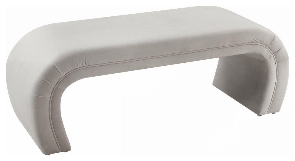 Kenya Light Grey Velvet Bench