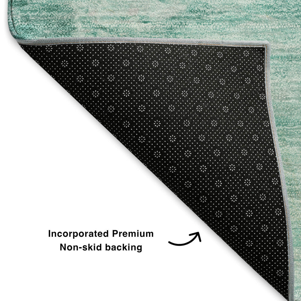 Premium Machine Washable Mayfield AMF595 Teal 8' x 10' Rug