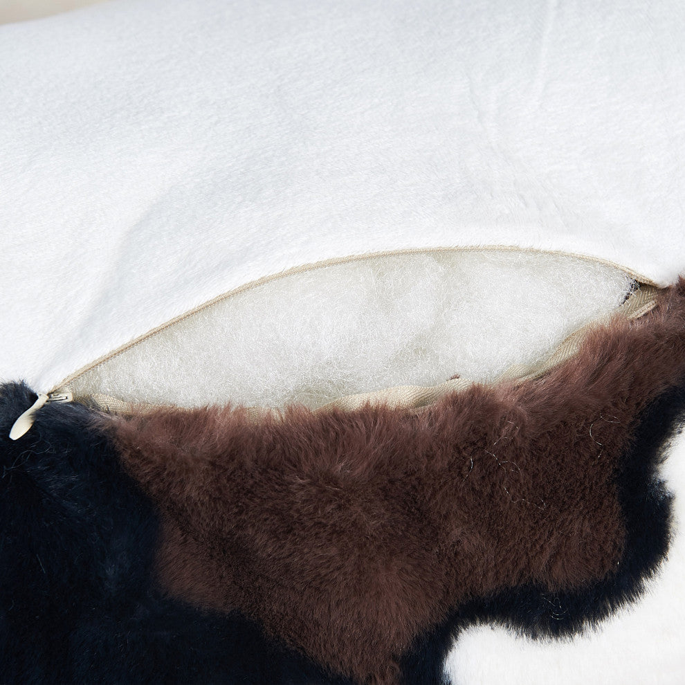 Home Soft Things Animal Pattern FauxFur Bedrest Shell, NO INSERT, Cows Flowers, 20" X 18" X 17"