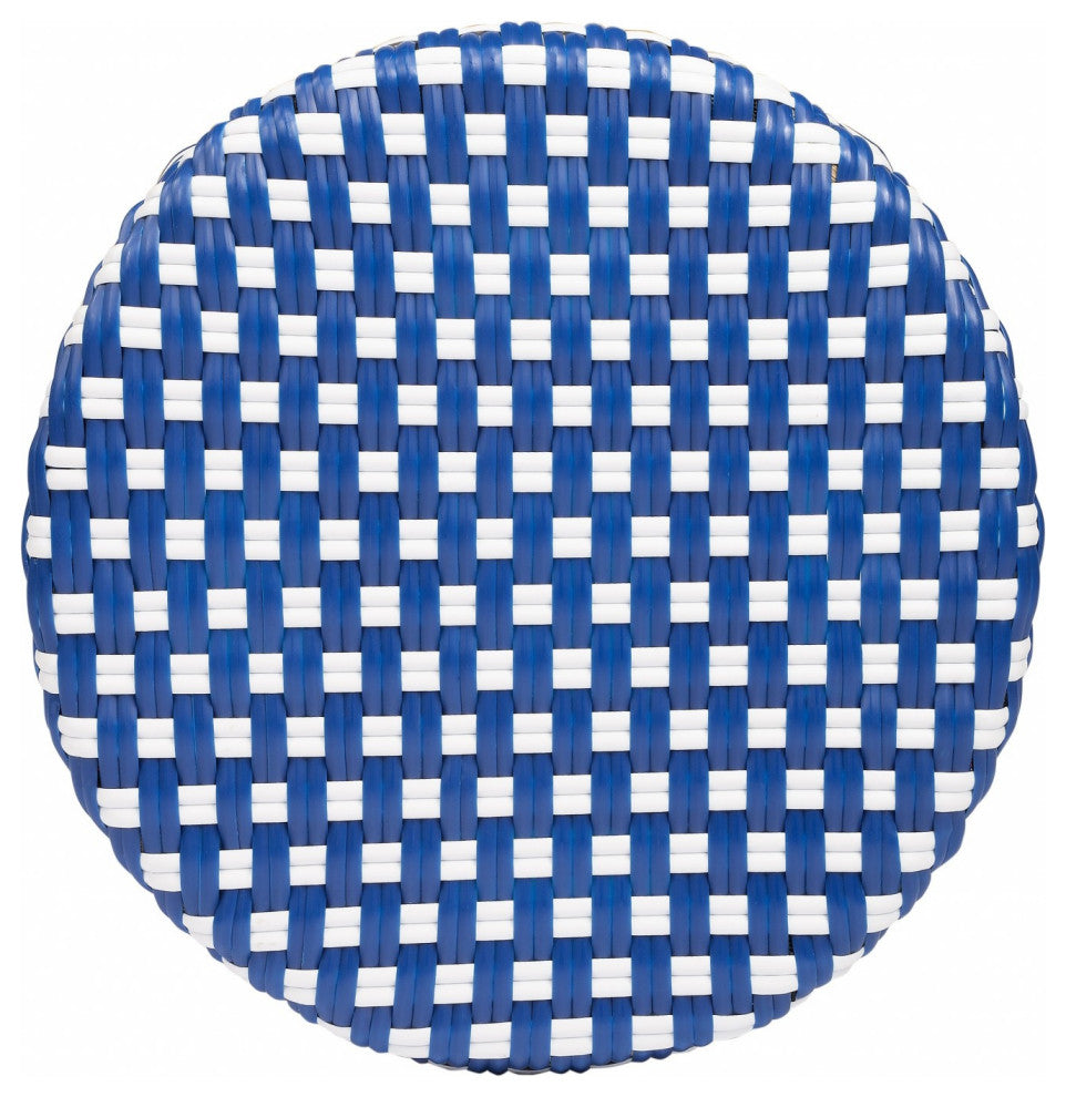 Blue and White Rattan Counter Stool