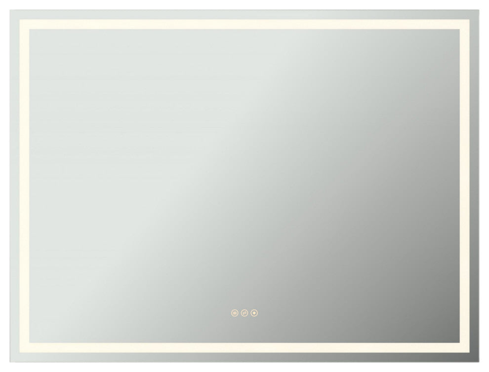 Rectangular Frameless Dimmable Anti-Fog Wall Mounted LED Bathroom Vanity Mirror, 48" X 36"