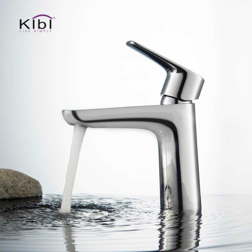 Harmony Brass Single Handle Bathroom Faucet KBF1011, Chrome, With Drain
