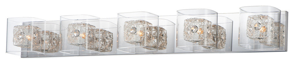 Gem 5-Light Bath Vanity With SV Shade, Polished Chrome