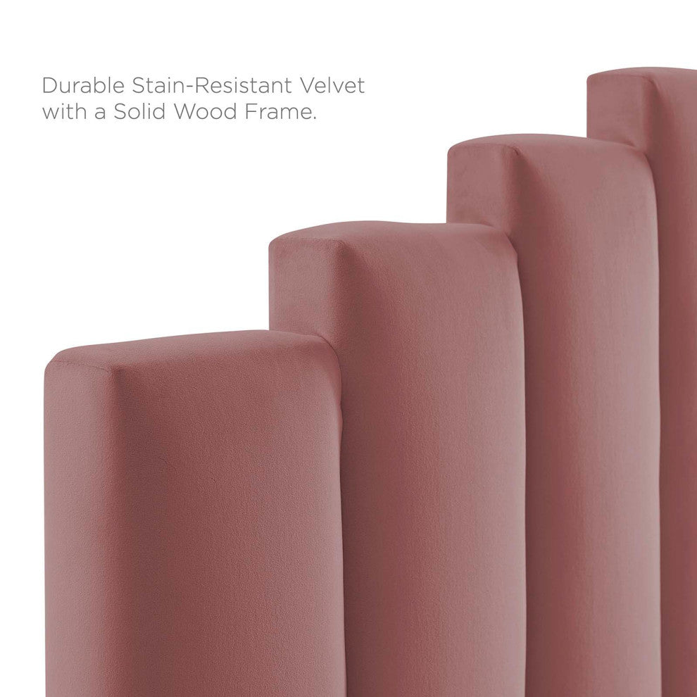 Noelle Performance Velvet Twin Headboard-Dusty Rose