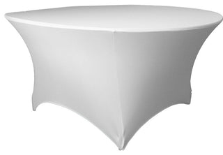 LA Linen Round Spandex Table Cover, White, 60"x60"