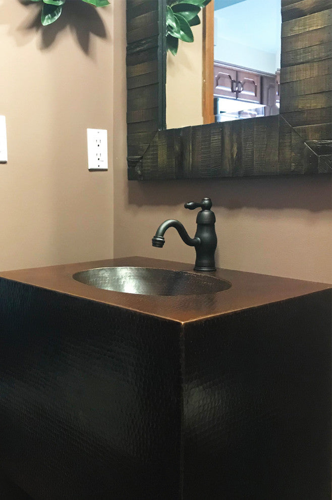 24" Hand Hammered Copper Wall Mount Vanity with Single Faucet Hole