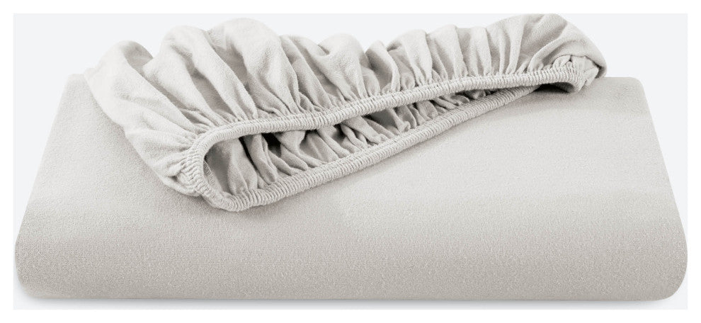 Bare Home Flannel Fitted Bottom Sheet, White, King, Single Sheet