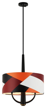 Patchwork 3-Light Pendant, Black/Satin Brass/Patchwork