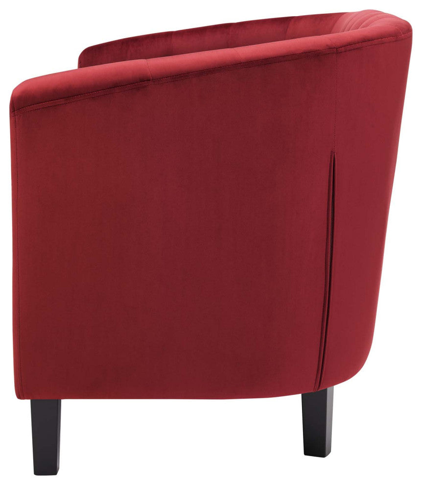 Loveseat Sofa, Velvet, Red, Modern, Living Lounge Room Hotel Lobby Hospitality