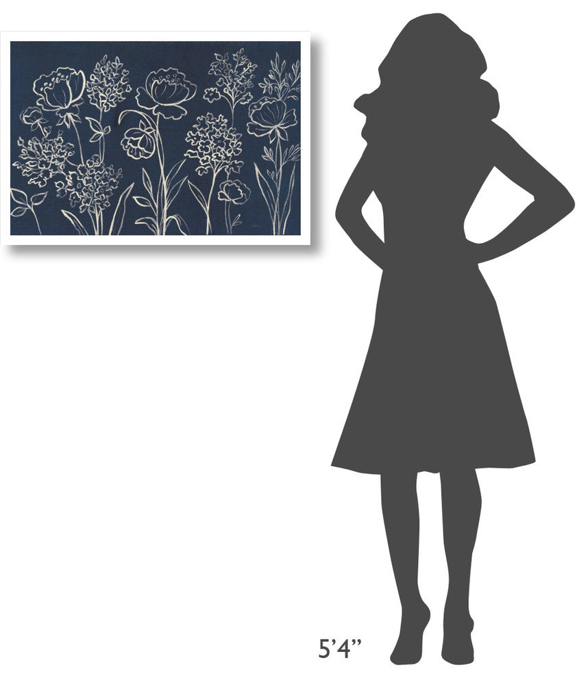 "Indigo Floral I" Digital Paper Print by Silvia Vassileva, 32"x22"