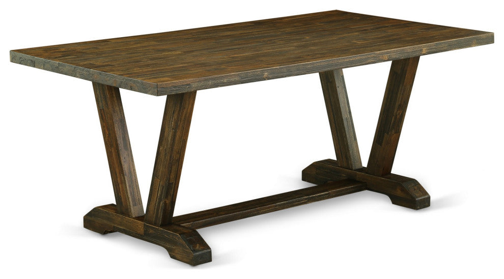 7-Piece Set, 6 Person Chairs and Small Table Wood, High Back Button