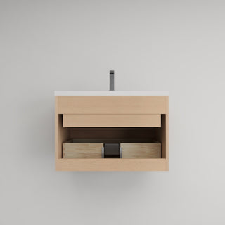 Victoria 30" Solid Wood Bath Vanity, Overhead Cabinet, Yellow Oak