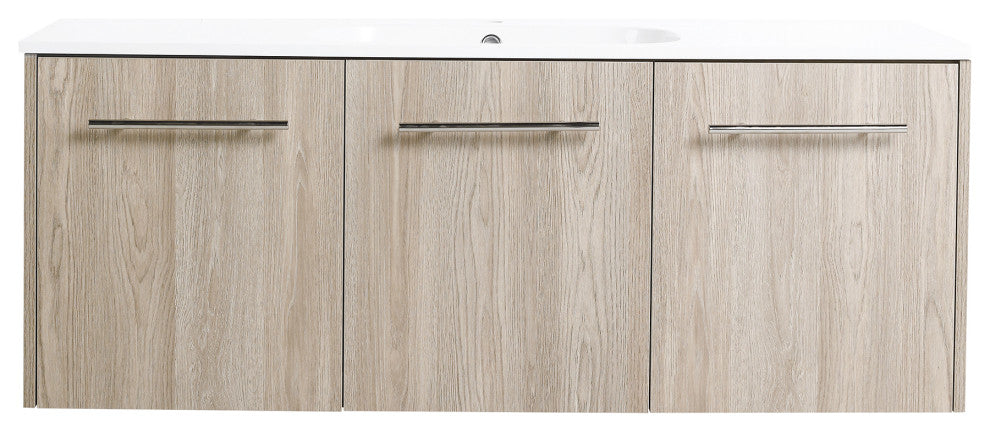 48" Plywood Wall Mounted Bath Vanity Set, Integrated Resin Sink
