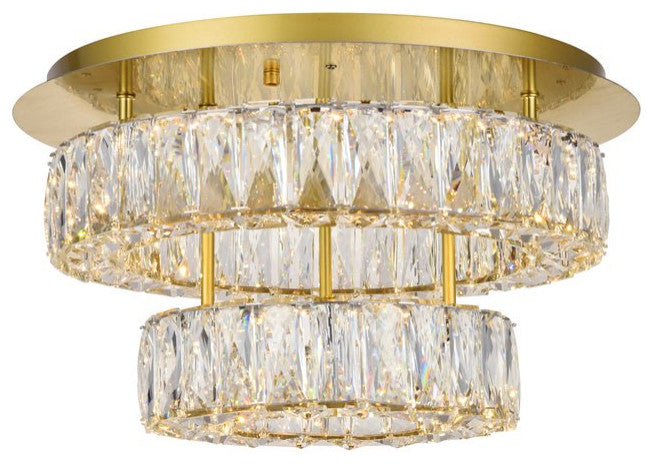 Mindy LED Light Gold Flush Mount Clear Royal Cut Crystal