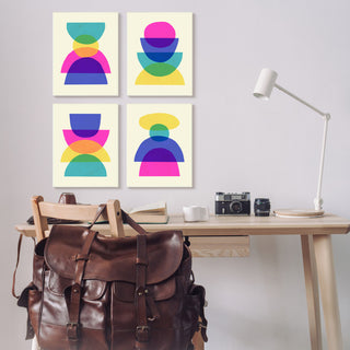 Intergalactic Rainbow Abstract Transparent Geometric Shapes , 4pc, each 13 x 19
