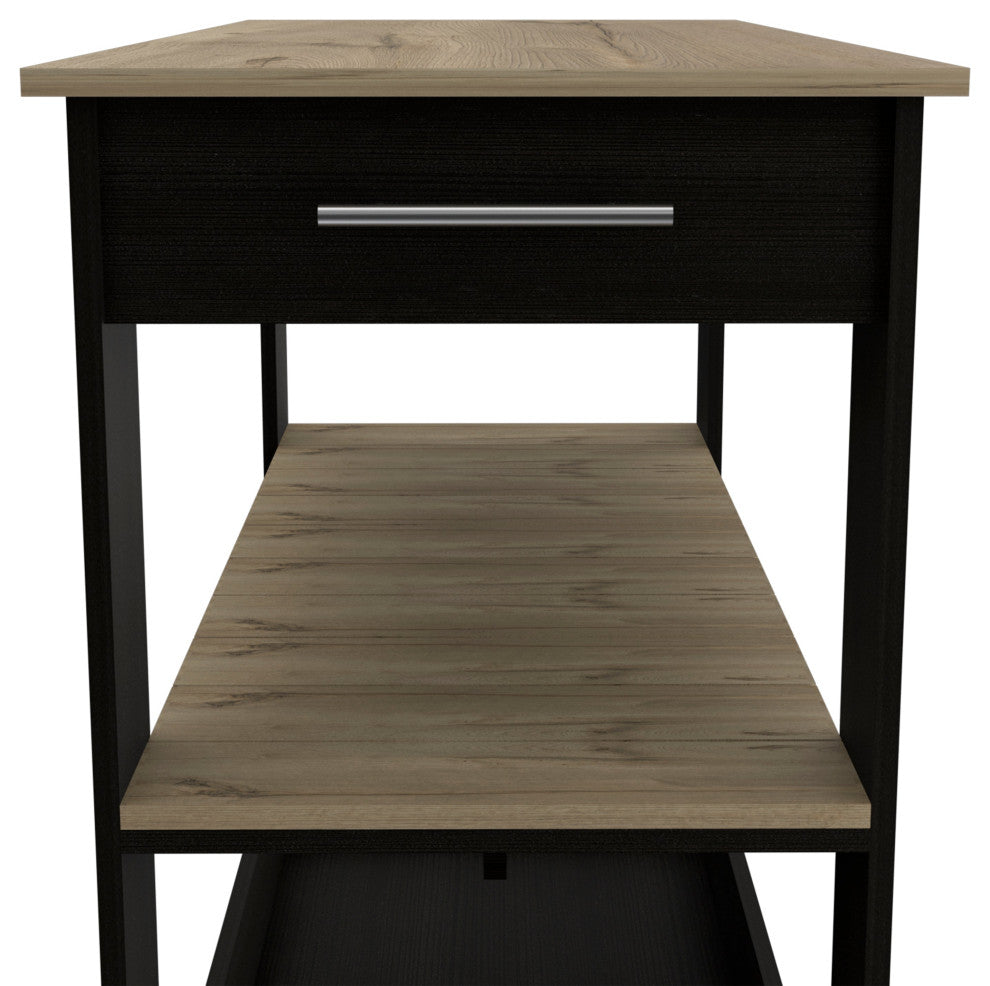 Kitchen Island 46 Inches Dozza, Kitchen, Black / Light Oak