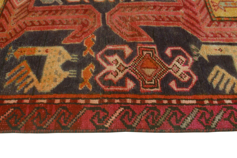 Fine Vintage Distressed Charleig Charcoal/Red Runner, 2'11 x 9'9