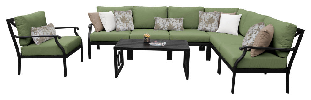 kathy ireland Madison Ave. 8 Piece Aluminum Patio Furniture Set 08d, Forest