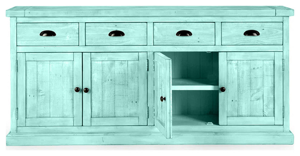70" Rustic Sideboard Buffet, Aqua Fiesta