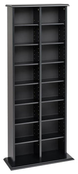Black Double Multimedia Storage Tower