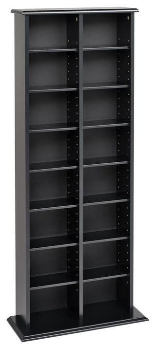 Black Double Multimedia Storage Tower