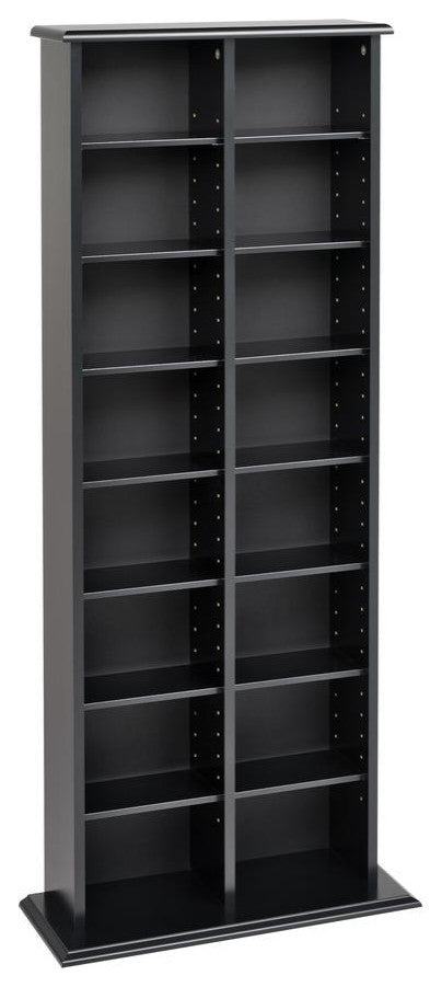 Black Double Multimedia Storage Tower
