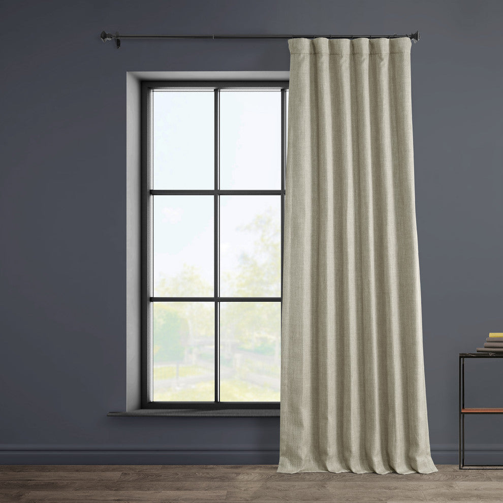 Faux Linen Darkening Curtain Single Panel, Oatmeal, 50"x96"